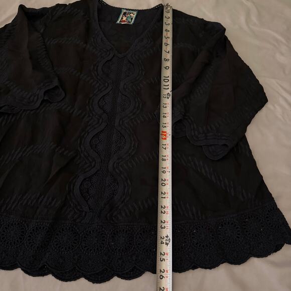 Johnny Was Black, Eyelet, Tunic Top- XS - Picture 6 of 8